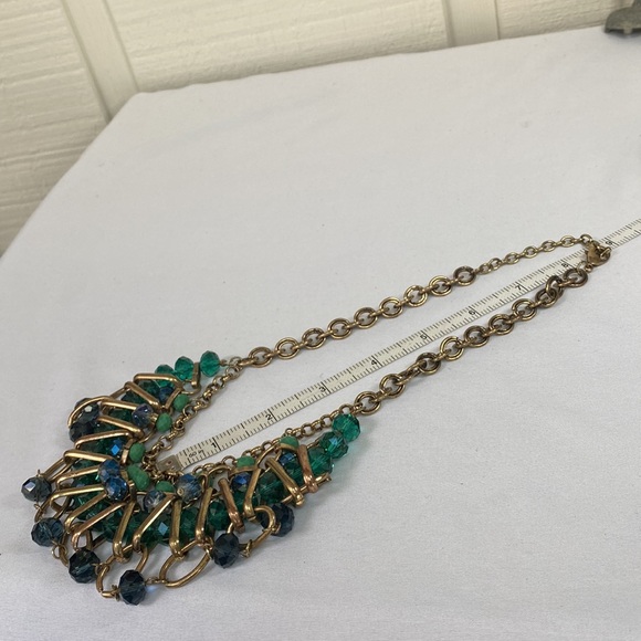 Large chunky blue and green faceted bead necklace - Picture 7 of 8